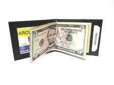 Bifold Money Clip Wallet ID Credit Card Money Holder Black Genuine Leather Men.