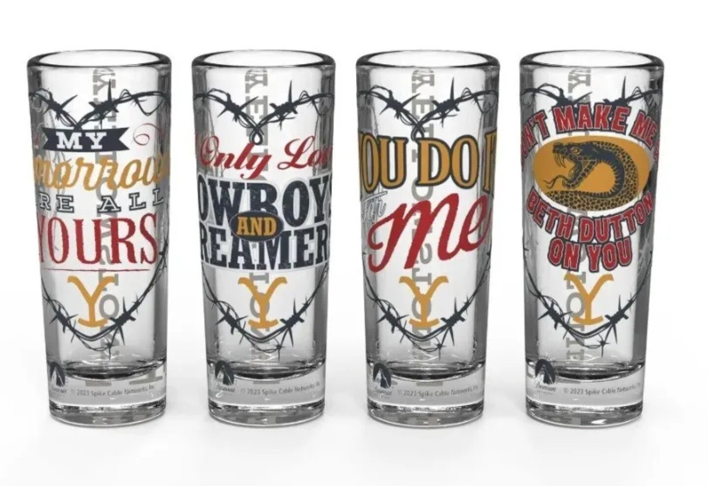 YELLOWSTONE MINI Glassware 2oz SET OF 4 DESIGNS BY ZAK for sale online