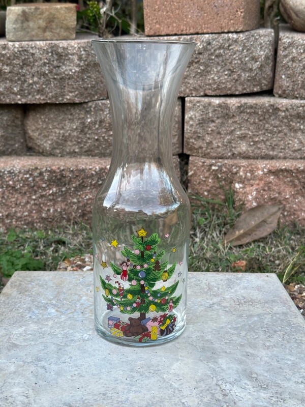 NIB NIKKO Christmas Tree Glass Mulled Wine Decanter Carafe 1L Juice Pitcher VTG