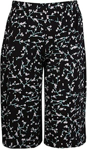 Pantalones Cortos Culottes Mujer Pierna Ancha Damas Elástico Estampado Elástico Talla Grande - Imagen 38 de 38