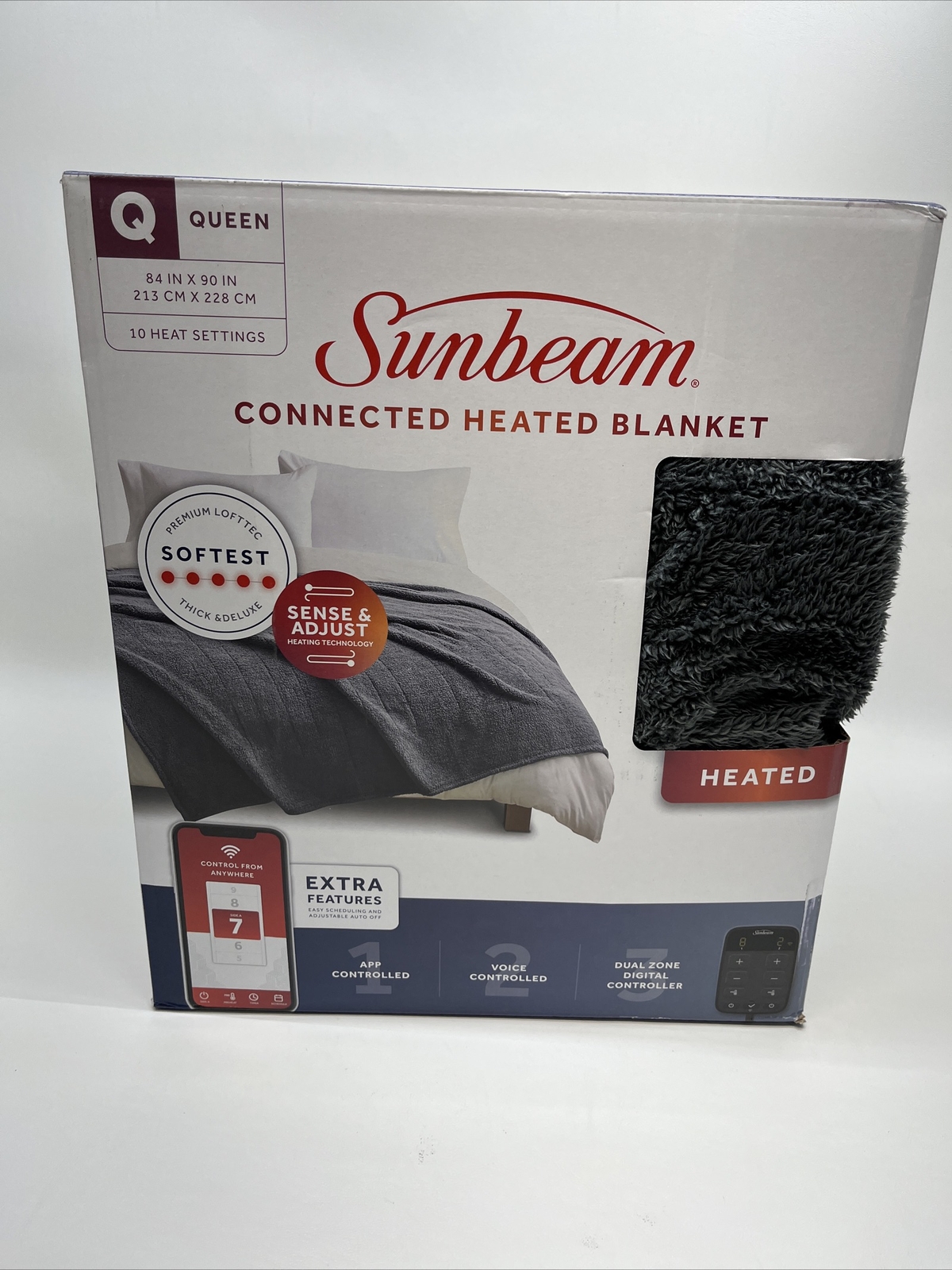 Sunbeam Connected WiFi Heated Electric Blanket, Lofttec, Slate Grey, Queen  | Inox Wind