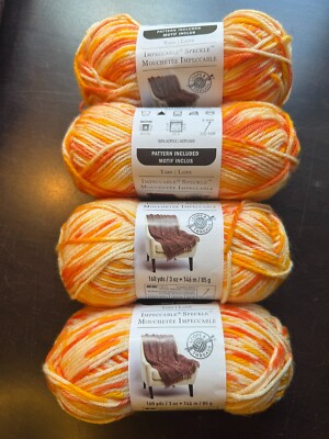4 IMPECCABLE SPECKLE YARN  ''HOT SUNSHINE'' by LOOPS & THREADS 160yds/146m 3oz/85g
