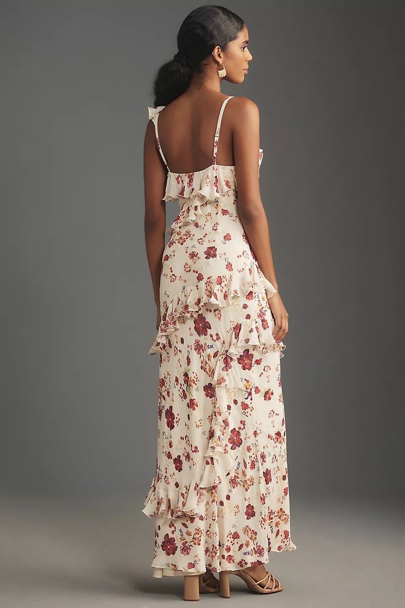 let me be femme ruffle maxi dress Anthropologie Let Me Be Sleeveless Ruffle Maxi Dress Size 16