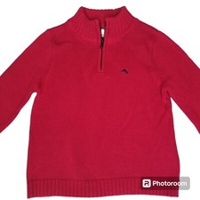 NWT BOYS TOMMY BAHAMA KIDS SIZE XS 4 RED KNIT 1/4 ZIP SWEATER New