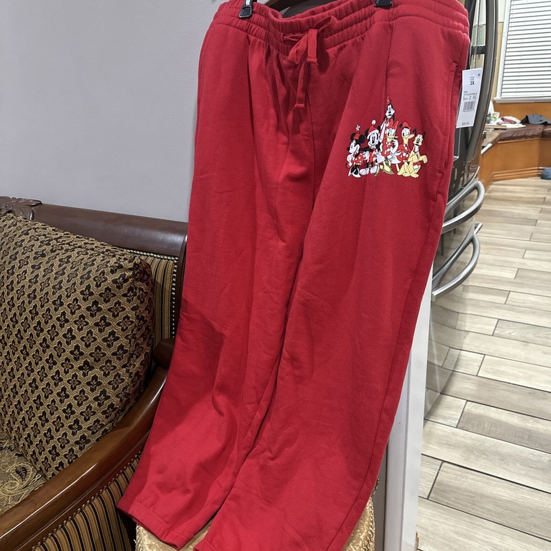disney red Sweat Pants Sz 3X Drawstring Elastic Waist