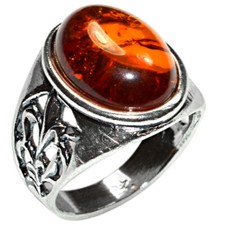 7.9g Authentic Baltic Amber 925 Sterling Silver Ring Jewelry N-A7437 s.7