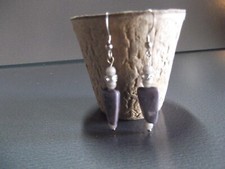 1 Pair Old  1"in Stone Rock Purple Dangler