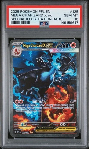 2025 POKEMON PFL EN-PHANTASMAL FLAMES #125 MEGA CHARIZARD X EX PSA 10