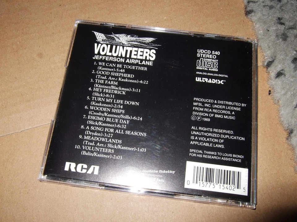 JEFFERSON AIRPLANE : VOLUNTEERS 24KT GOLD CD 1990 MFSL ULTRADISC UDCD 540 JAPAN - Bild 2 von 3