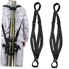 Ski Carrier Strap - Adjustable Size Kids Ski and Pole Carrier for Black 2 Pack