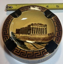 Vintage Greek Ceramic Ashtray Mid-20th Century Tobacco Cigarette Cigar Smoke