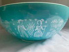 Pyrex Amish Butterprint Turquoise 444  4 Qt Cinderella Nesting Mixing Bowl VTG
