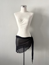 Black Sheer Tie Sarong Swimsuit Coverup Beach Wrap Adjustable One Size