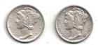Two 1945-S {Micro "s"} Mercury Dimes in Fine+ Condition at Silver Melt Value