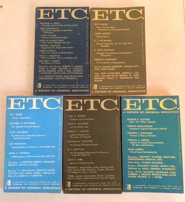 ETC! Lot of 5 issues of ETC. A Review of General Semantics from the 1960's!!!