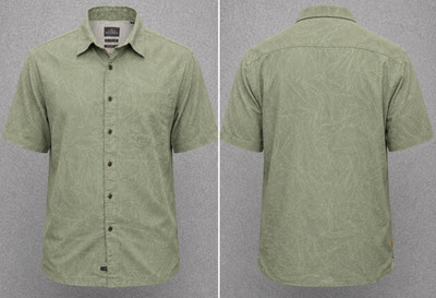 Quicksilver Waterman Shirt Mens XL Green Tropical Embroidered Modal Blend Casual