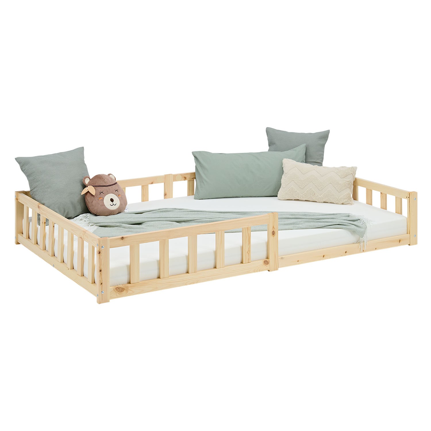 Letto a terra 120x200 cm rete a doghe materasso anticaduta Montessori Homestyle4u
