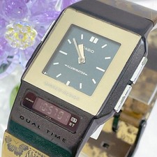 Casio FS-01 Pella Vintage Dual Time Digital Analog Watch Used