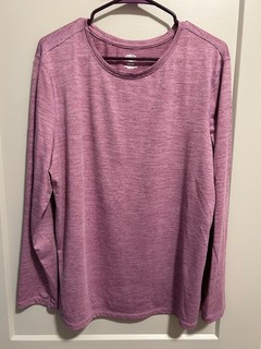 Athletic Works T Shirt Top Women's XXL Pink Knit Long Sleeve Moisture Wicking