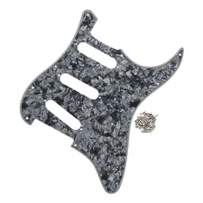 FLEOR Grey Pearl 4Ply 11-Hole SSS Pickguard Scratch Plate & Screws fit ST Guitar