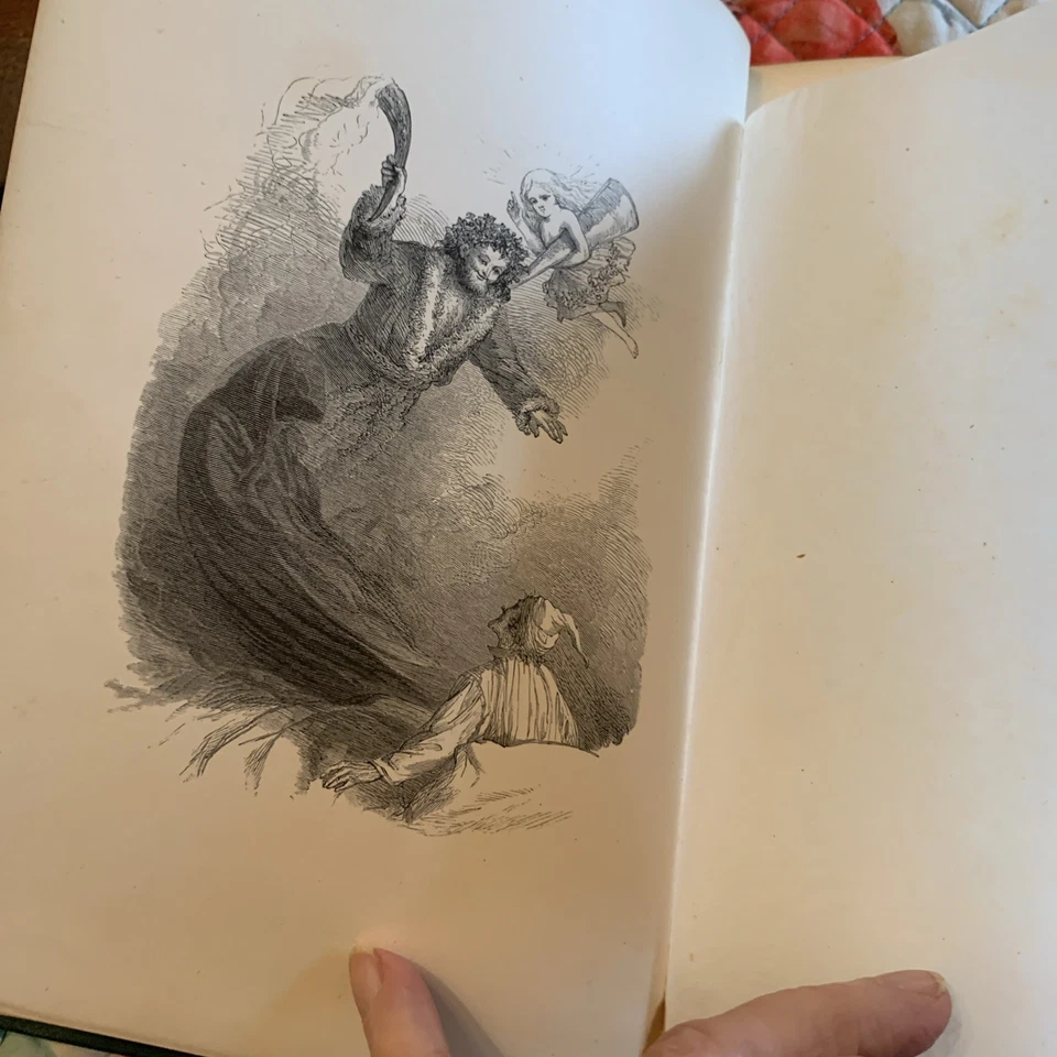 Rare Green Dickens Christmas Carol Illustrated 1869 OnionSkin Leafs Present Foto 4 de 4