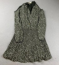 Michael Kors Dress Womens Small Brown Aminal Print Cold Shoulder Long Sleeves