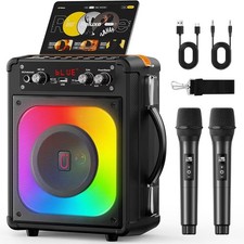 Karaoke Machine with 2 Microphones, Portable Bluetooth 5.3 Karaoke black