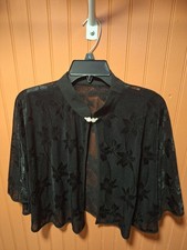 Black Lace Cape with a Rhinestone clasp