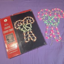 Trim A Home 20" Lighted Candy Cane Double Sided Indoor Outdoor Red Green Lights