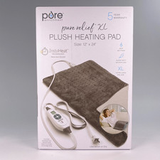 Pure Enrichment Heating Pad Pure Relief XL Plush Heating Pad Size 12"x24" Gray