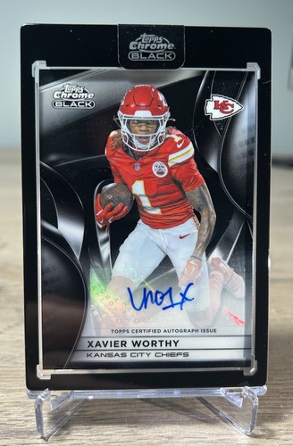 2025 Topps Chrome Black Xavier Worthy #AU-XWO Chrome Black Autograph Chiefs Auto