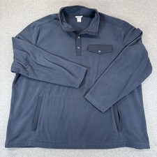 Duluth Trading Co Mens 2XL Blue Fleece Pullover 1/4 Button Relaxed Hiking