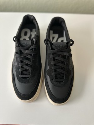 P448 Women's Bali Low Top Lace Up Sneakers Black Leather Size 40 EU (Size 9 US)