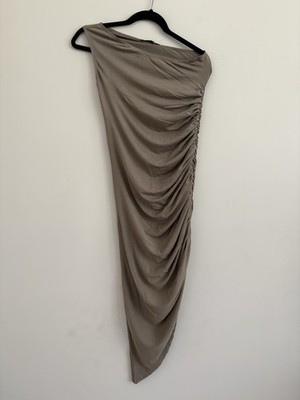 asymmetrical neck ruched bodycon dress SHEIN Asymmetrical Neck Ruched Satin Bodycon Dress