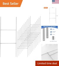12 Pack Heavy Duty Metal H Frame Stakes - 17.5'' x 7'' Silver Sign Holders