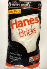 Vintage Hanes Men s Briefs White Size 32 6 Pair White READ Stain 1994 2249