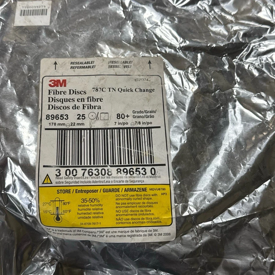 3M 787C TN Quick Change Fibre Discs 7in 80+ Grit 89653 Ultra-Rapid Cut 25PK - Image 2 of 3