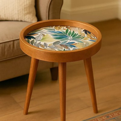 Massivholz runder Beistelltisch Vintage rustikal Nachttisch Couchtisch Handarbeit