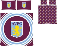 Aston Villa FC Pulse Double Duvet Bedding Set Pillow Case Gift Official Licensed