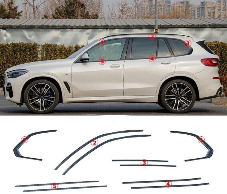 For BMW X5 2008-2013 Stainless steel bright black car window trim strip cover*10