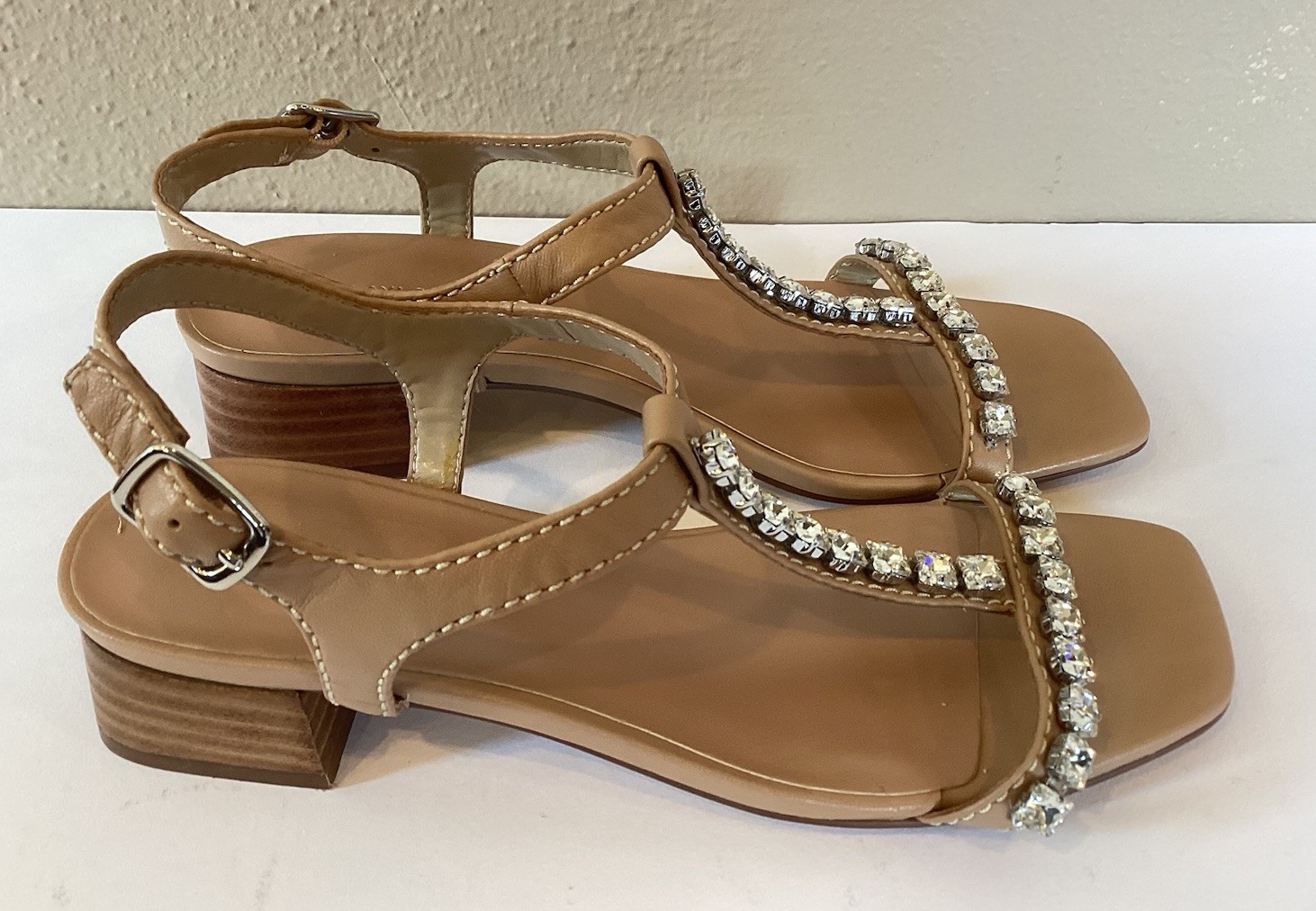 APL Ann Taylor Scarpe Sandali Donna Marrone Taglia 7 M Strass Impreziositi Cinturini