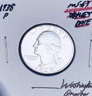 1938-P BRILLIANT UNCIRCULATED KEY DATE!  U.S. WASHINGTON QUARTER.