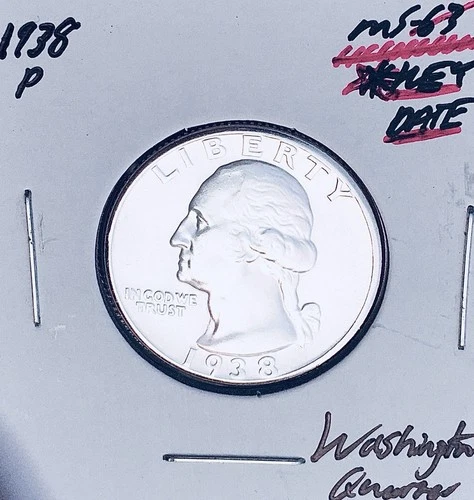 1938-P BRILLIANT UNCIRCULATED KEY DATE!  U.S. WASHINGTON QUARTER.