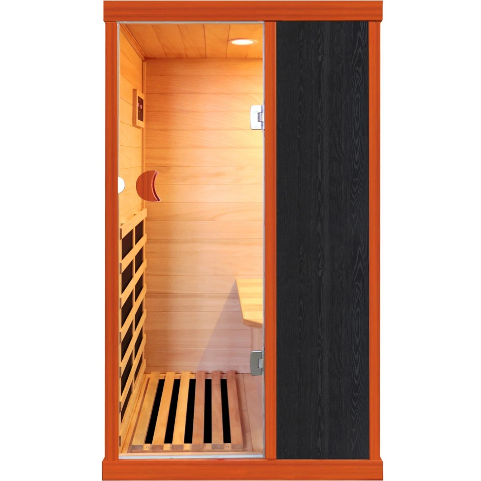 Indoor 1 Persons Sauna Room Far Infrared Hemlock Wood Saunas Detox Therapy 800W - Image 3 of 4