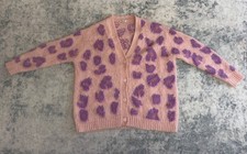 Miu Miu Pink Mohair Leopard Print Cardigan Sweater Size IT 40 / US 4 Made Italy