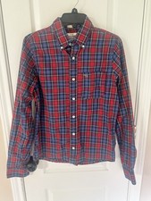 Abercrombie Fitch Shirt Mens Medium Red Plaid Muscle Button Down Long Sleeve