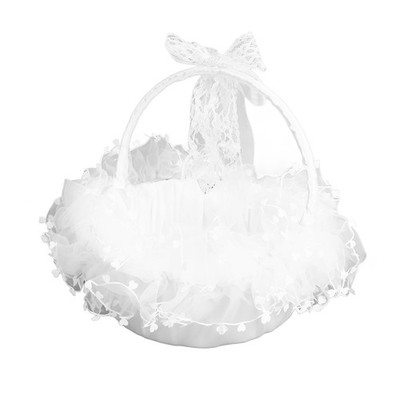 Flower Girl Basket Elegant Style Portable Lace Material Wide Application Wed SET