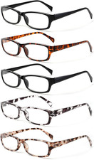 Reading Glasses 5 Pairs Fashion Ladies Readers Spring Hinge with Pattern Print E