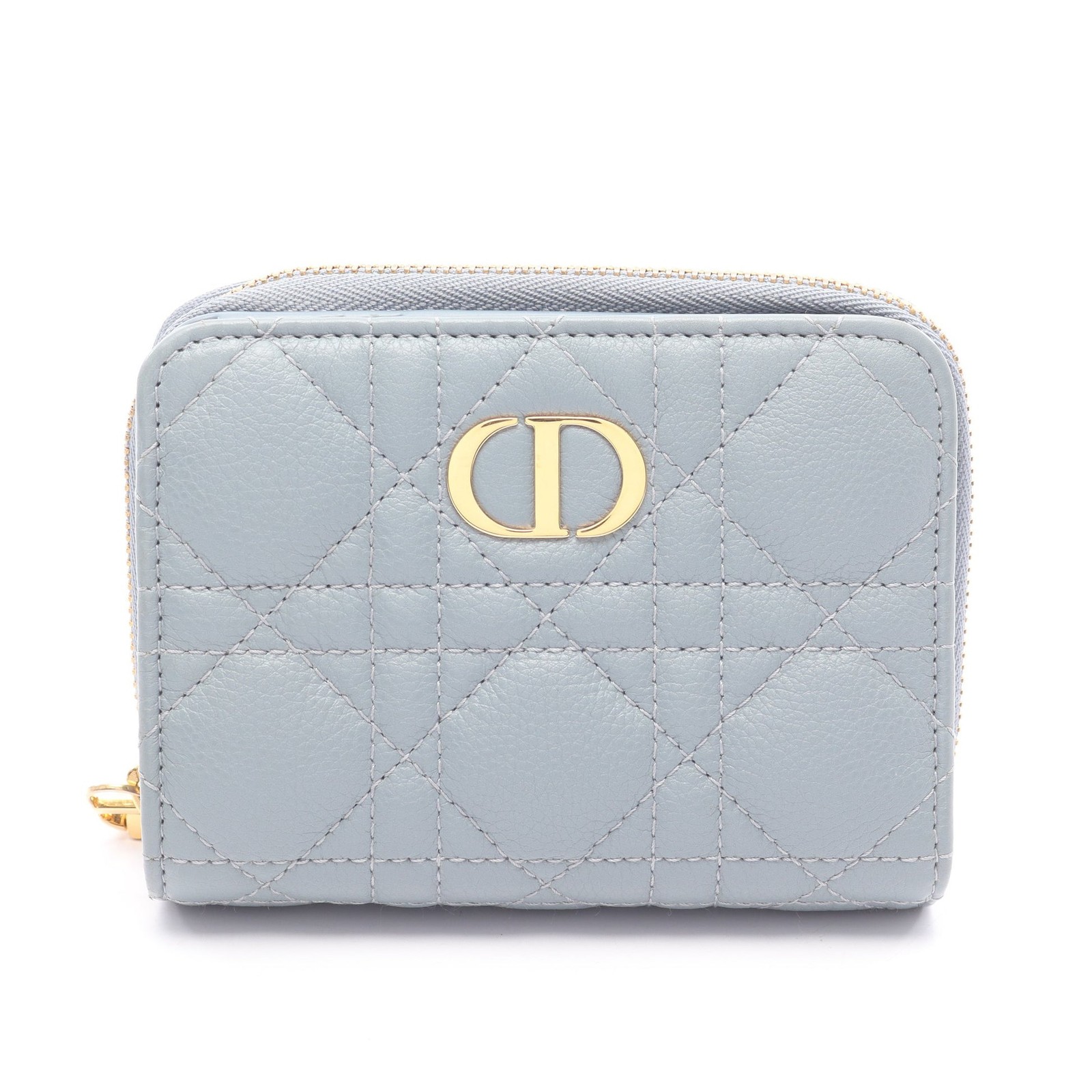 DIOR Caro Scarlet Bi-fold Wallet in Blue Gray Cannage Leather-image