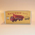 Matchbox Lesney King Size K  1 Hoveringham Tipper Dump Truck Repro Box